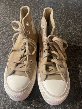 Classic High-Top Canvas Sneakers in Tan